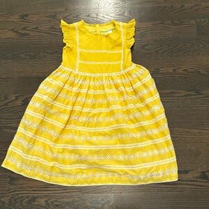 Mini Biden Eyelet Dress Color Yellow Size 9/10 yr with Crochet